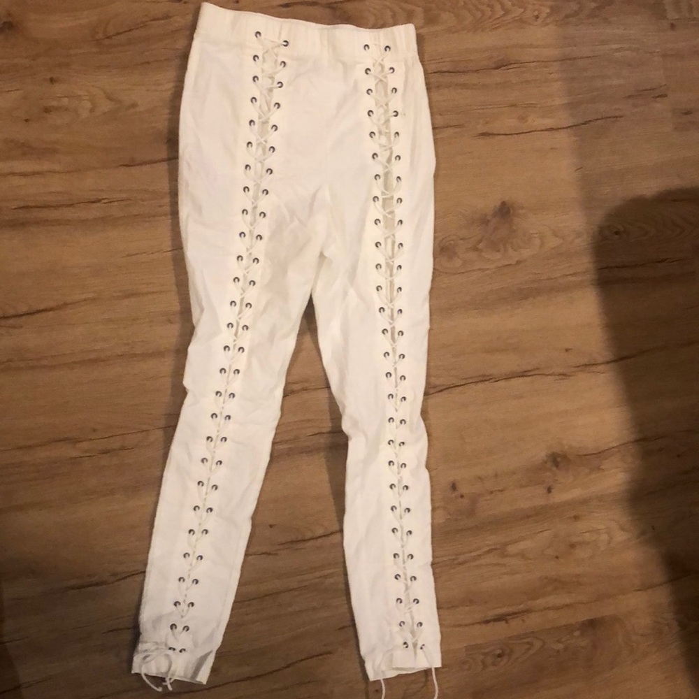 White tie pants
